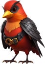 Cute Robin bird in a cartoon character. AI-Generated.