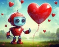 cute robot background with a red heart.