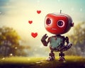 cute robot background with a red heart.