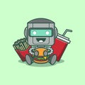 cute robot with burger