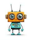 Cute robot character white isolate background Royalty Free Stock Photo