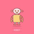 Cute robot chatbot icon in comic style. Bot operator cartoon vector illustration on isolated background. Smart chatbot character