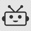 Cute robot chatbot icon in flat style. Bot operator vector illus