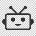 Cute robot chatbot icon in flat style. Bot operator vector illus