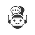 Cute robot chatbot icon in flat style. Bot operator vector illus