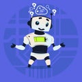 Cute Robot Coding Thinking Modern Artificial Intelligence Technology Concept