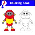 Cute robot. Coloring book for children