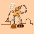 Cute robot confused with question mark mascot vector cartoon illustration Royalty Free Stock Photo