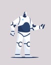 cute robot cyborg modern robotic character standing pose artificial intelligence technology concept