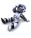 Cute robot cyborg resting in the sun