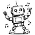 Cute Robot Dancing Happily Royalty Free Stock Photo