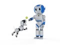 Cute robot with dog robot Royalty Free Stock Photo