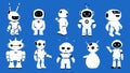 Cute robot, futuristic chatbot characters set, group of different smart chat bots