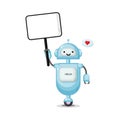 Cute robot holding a blank sign Royalty Free Stock Photo