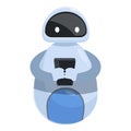 Cute robot holding smartphone, artificial intelligence using mobile phone