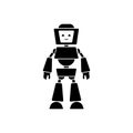 Cute robot icon isolated on white background. Funny futuristic bot with smiling friendly face and screen. Humanoid