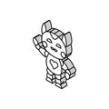 cute robot isometric icon vector illustration
