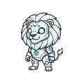 Cute Robot Lion Cartoon Character Illustration Royalty Free Stock Photo