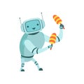 Cute Robot Musician Playing Maracas Musical Instruments Vector Illustration