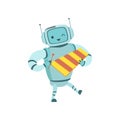 Cute Robot Musician Playing Xylophone Musical Instrument Vector Illustration