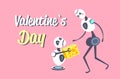 Cute robot offering gift box present to his robotic lover happy valentines day concept artificial intelligence digital