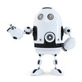 Cute robot pointing on something Royalty Free Stock Photo