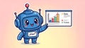 Cute Robot Presenting Data Chart, Business Trends Analytics Royalty Free Stock Photo