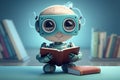 cute robot read a book in school AI generated Royalty Free Stock Photo