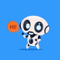 Cute Robot Say Hi Isolated Icon On Blue Background Modern Technology Artificial Intelligence Concept Royalty Free Stock Photo