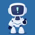 Cute robot shows warning sign with hand. Gadget and device, modern technology and digital world, artificial intelligence