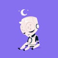 Cute Robot Sleep Isolated Icon On Blue Background Modern Technology Artificial Intelligence Concept Royalty Free Stock Photo