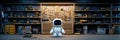 Small Robot Stands in a Workshop Filled With Various Tools and Equipment During a Well-Lit Day Royalty Free Stock Photo