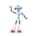 Cute robot waving hello isolated on white background