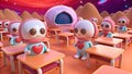 Cute Robots in a Classroom Setting Royalty Free Stock Photo