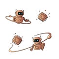 Cute Robots and Microchips - Technology Concept Royalty Free Stock Photo