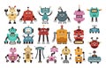 Cute robots set. Colorful vector illustration, hand drawing. flat style, colorful vector for kids. Royalty Free Stock Photo