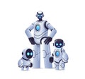 cute robots team modern robotic characters standing together artificial intelligence technology concept