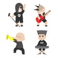 cute rock band member set illustration