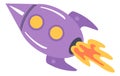 Cute rocket flying with flame. Kid toy icon Royalty Free Stock Photo