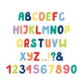 Cute roman alphabet with numbers, punctuation marks