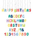 Cute roman alphabet with numbers, punctuation marks