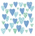 Light blue turquoise green hearts on a white background.