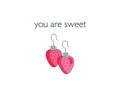 Cute romantic card with two simple strawberries