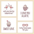 Cute romantic cards set