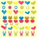 Cute romantic colorful stickers
