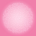 Cute romantic water circle ball of pink bubbles on pink background. Saint Valentine Day vector image. Cozy template of stock