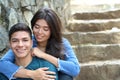 Cute romantic young ethnic couple