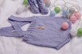 Cute romper for baby girl, made of woolen yarn