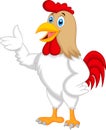 Cute rooster cartoon presenting