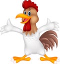 Cute rooster cartoon presenting